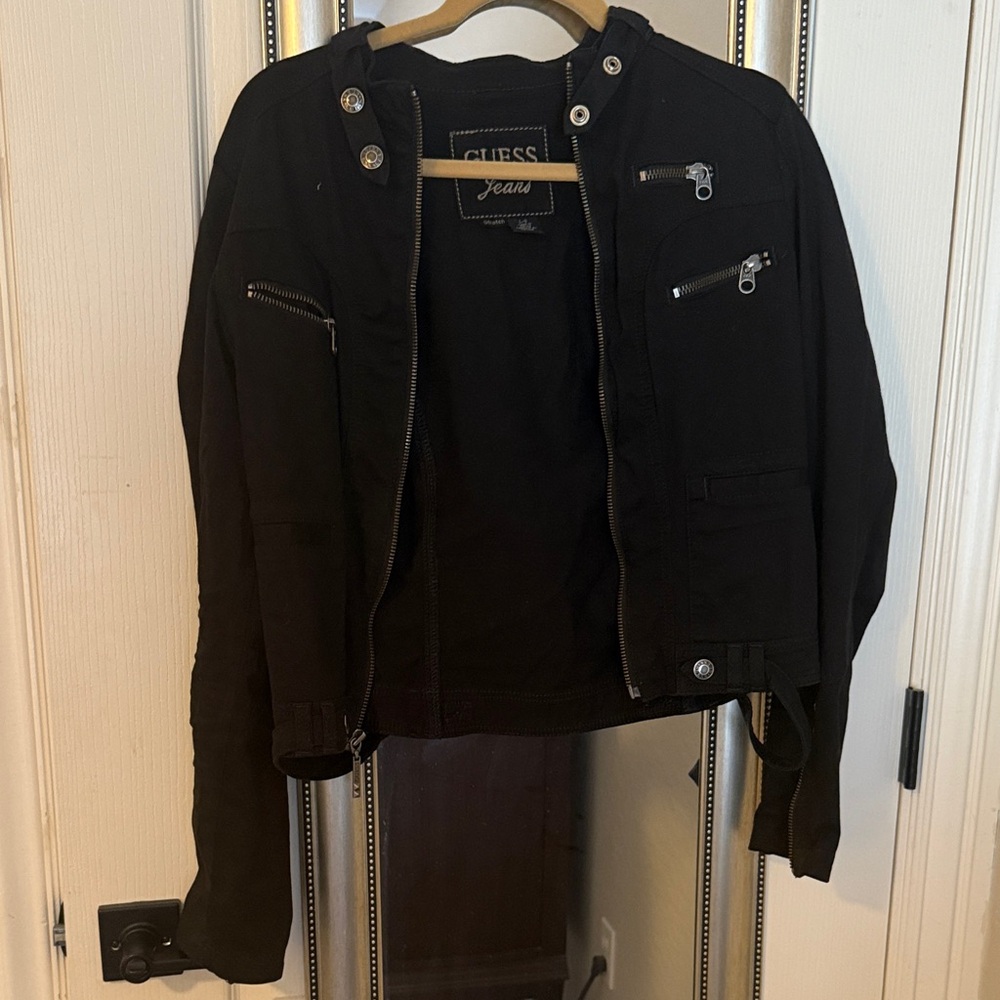 GUESS Women’s  Dark Jacket with Zipper Details
